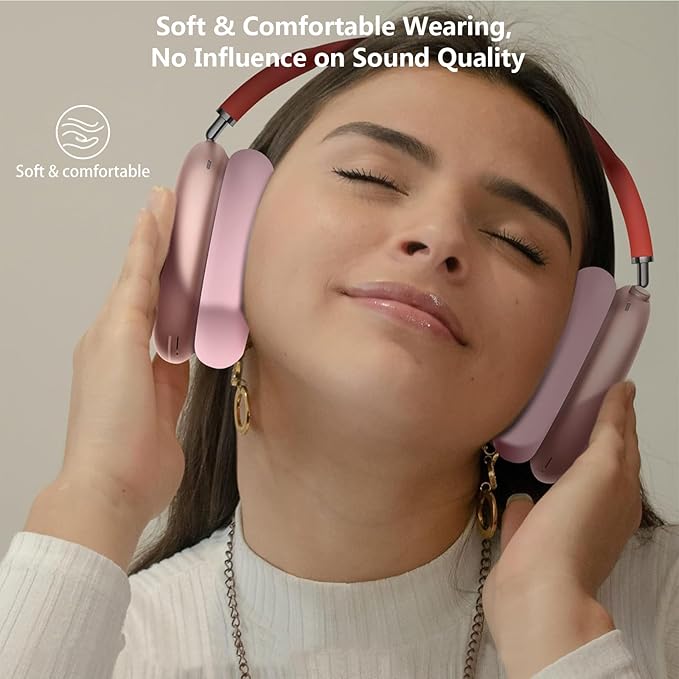 for AirPods Max EarPad Case, EarCups Cover Protector, Soft Silicon EarPad Cover for AirPods Max, Anti-Scratch No-Yellow Sweatproof Washable - Pink