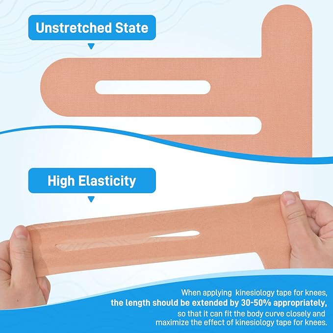 Kinesiology Tape for Knees, 10 Count Knee Tape for Knee Pain Relief Pre Cut, Latex Free Knee Tape, Support Muscles and Joints, Knee Kinesiology Tape Pre Cut, Waterproof and Elastic (Flesh Color)
