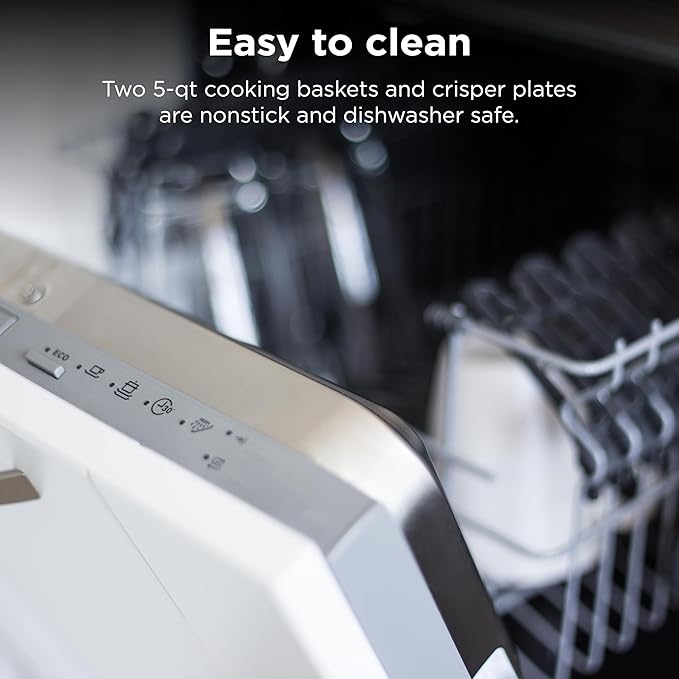 Ninja | Air Fryer | Finish Cooking Multiple Foods at the Same Time | 6-in-1 (Air Fry, Broil, Roast, Keep Warm, Dehydrate, Bake) | Fit up to 8lb Chicken Wings in the two 5 QT Baskets | DZ302