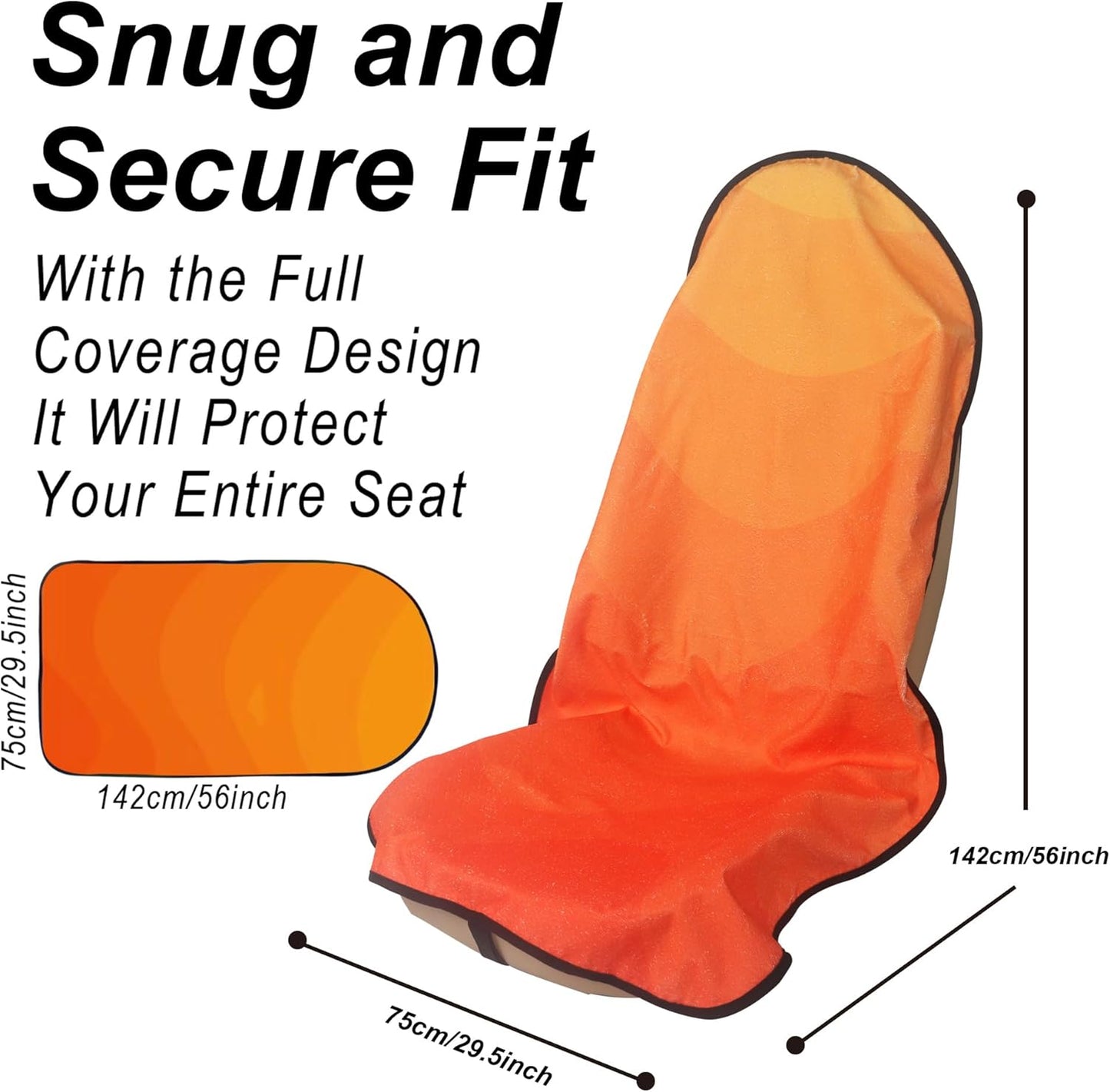 Car Seat Cover Protector Front Seats,for Gym Workout,Running,Swimming,Beach and Hiking,Waterproof Sweat Towel Bucket Seat Covers for Cars SUV Trucks (Orange, 1Pcs)