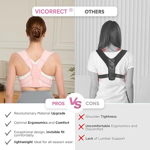 Posture Corrector for Women and Men, Adjustable Upper Back Brace for Clavicle Support and Providing Pain Relief from Neck, Shoulder, and Upper Back (Pink, Large/XLarge)