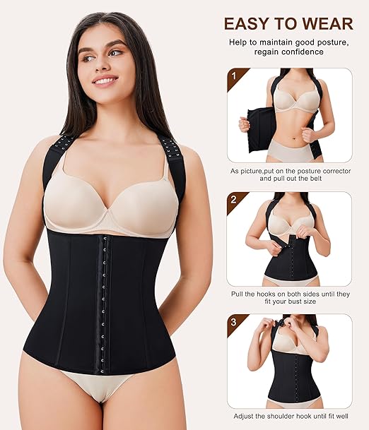 URSEXYLY Back Brace Posture Corrector for Women Adjustable Full Back Support Shoulder Straightener Upper and Lower Back Pain Relief(Black,M)