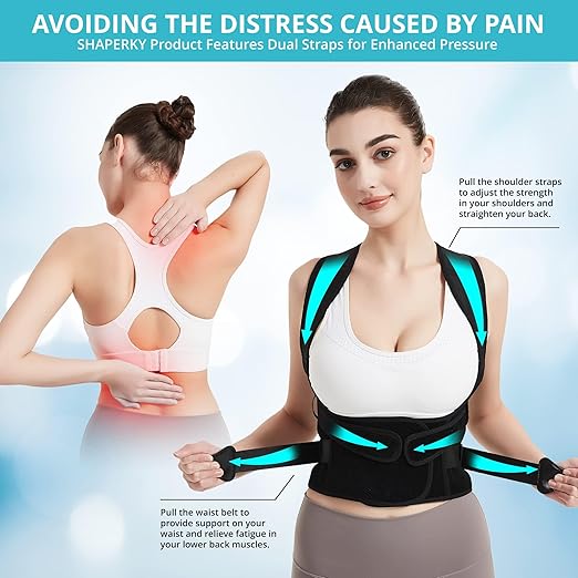 Posture Corrector for Women for Support: Back Brace for Full Back Support - Adjustable Shoulder Straightener for Women and Men (Black, Small)