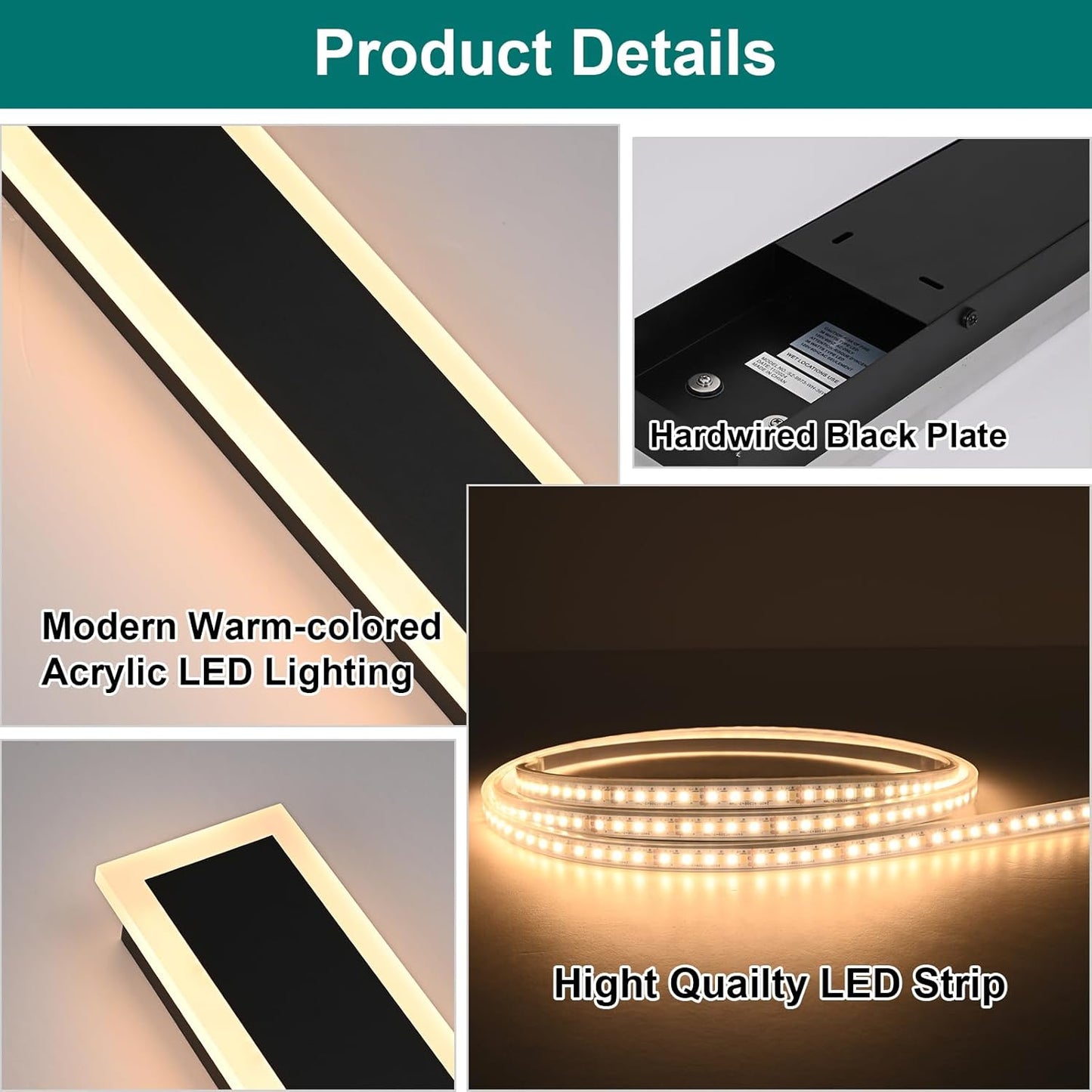 2 Pack Modern Outdoor Wall Lights for Patio,48 inch Long Outdoor LED Wall Lights,Dimmable LED Long Linear Exterior Lighting,Outside Linear Wall Light for Front Door,Garage,Enterway