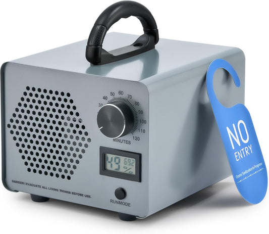 CREWORKS Ozone Odor Machine, Commercial Ozone Generator Air Purifier with Timer Display, 45000 mg/h Ozone Machine for Car Home Smoke Pet Odor Removal, High Capacity for 3200 sq ft Room, Silver