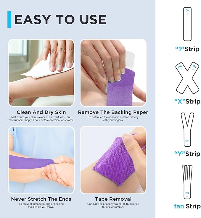 OK TAPE Kinesiology Tape Pre Cut Strips Bulk (150 PCS),Elastic Cotton Latex Free Hypoallergenic Athletic Tape Roll for Muscle Joint Knee,Waterproof k Tape 2in×10in/PCS