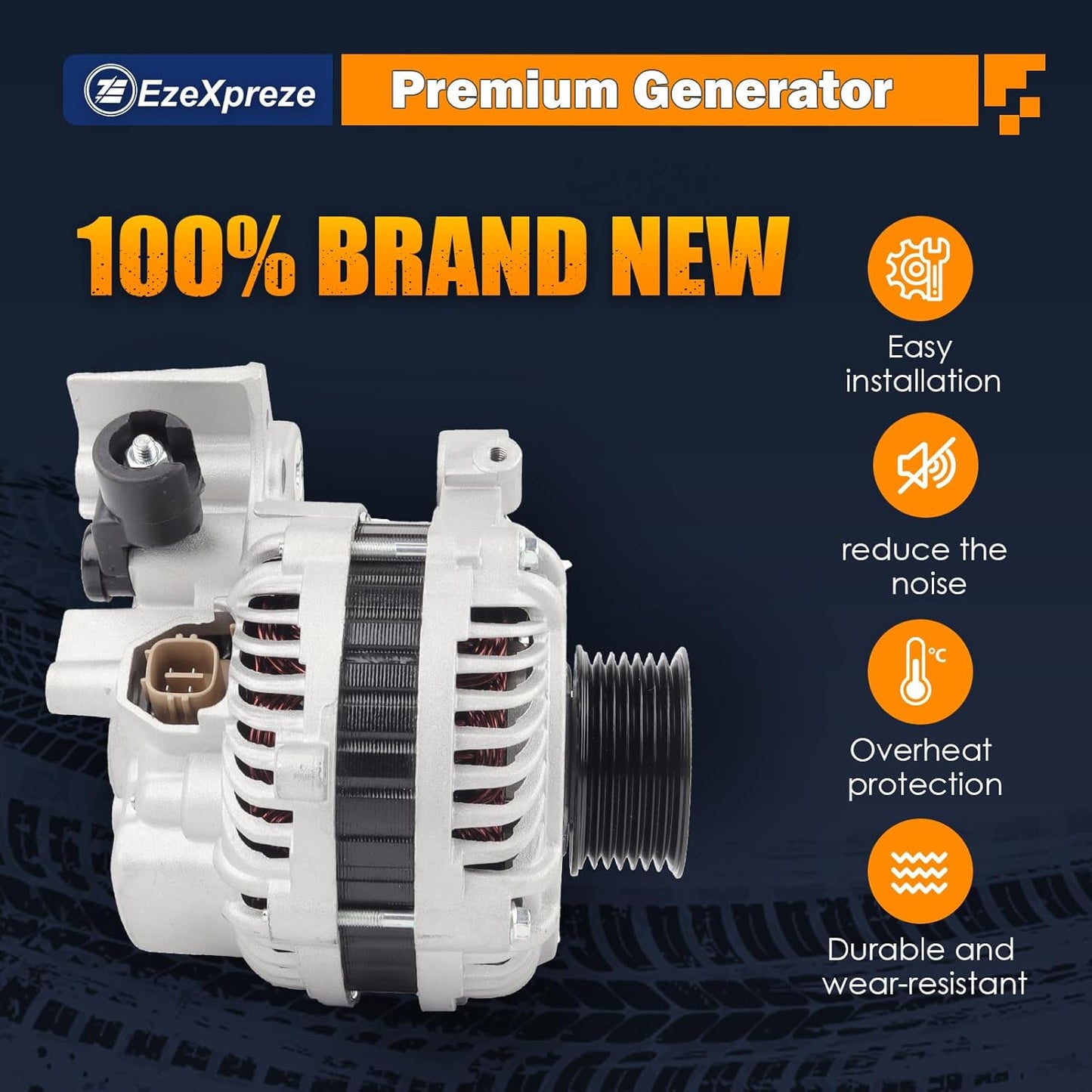 Ezexpreze Alternator 11176N Replacement for 2006-2011 Honda Civic L4 1.8L, 7-Groove Pulley, 80A 12V, OE#11176 31100RNAA01 31100RNAA01RM 31100RNAA012M2 AHGA67 A002TC1391 SB347 LRA3157