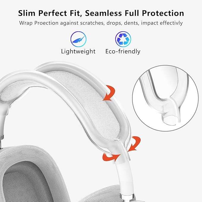 for AirPods Max Case Headband Case Cover,Clear Headband Cover Protector,Soft TPU No-Yellow Sweatproof Washable Cushion/Top Pad Protector Sleeve Cover for Airpods Max Accessories-Translucent