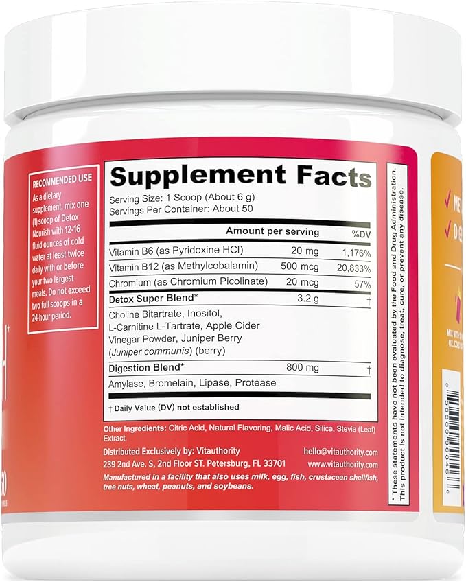 Nourishing Gut Cleanse and Detox Powder - Invigorating Gut Health Powder Detox Drink with Apple Cider Vinegar and Digestive Enzymes for Better Energy Digestion and Bloating Relief for Women and Men