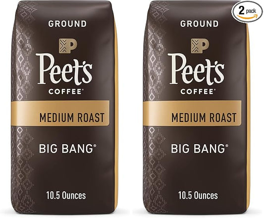 Peet's Coffee, Medium Roast Ground Coffee - Big Bang 10.5 Ounce Bag (Pack of 2)