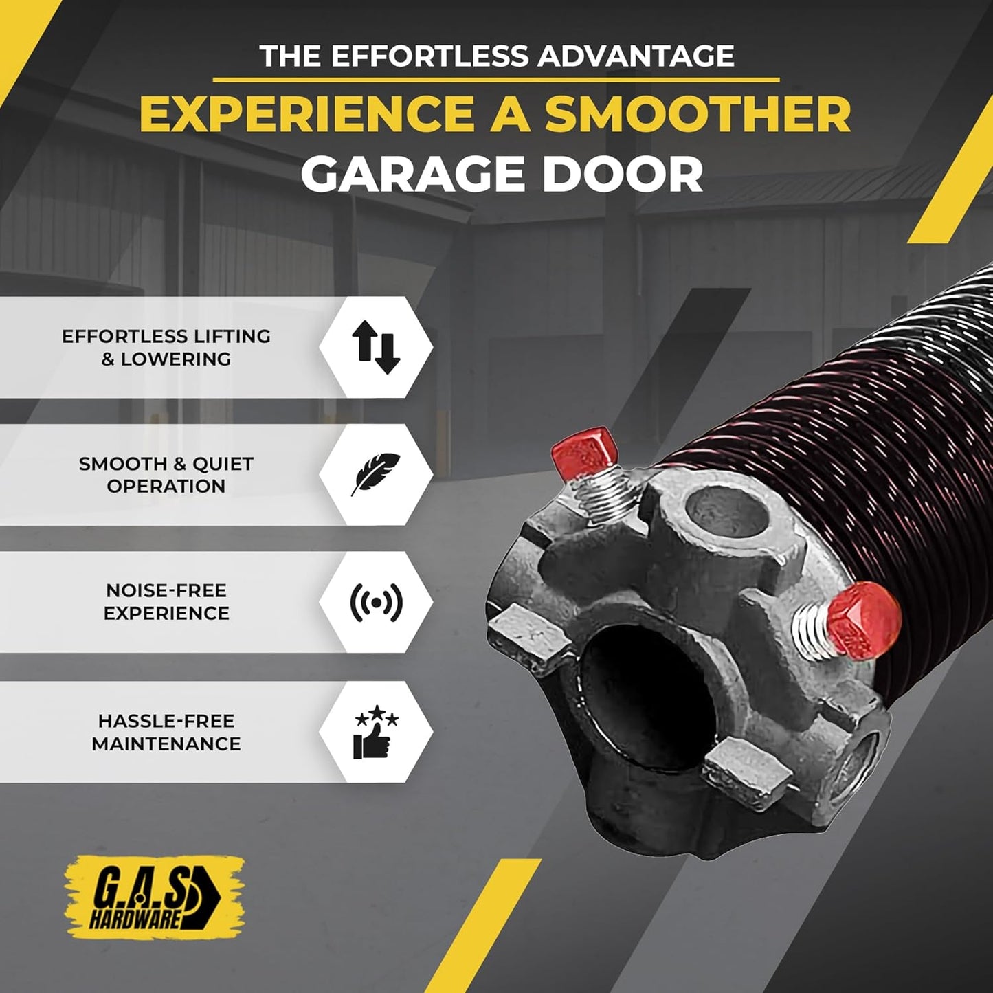 Garage Door Torsion Spring 234x1.75x29 Includes 1” Steel Bearing, Non-Slip Gloves, and Winding Bars for Left Side of Garage Door Precision E-Coating 5-Year Warranty Min. 30,000 Cycles (Red Cone)
