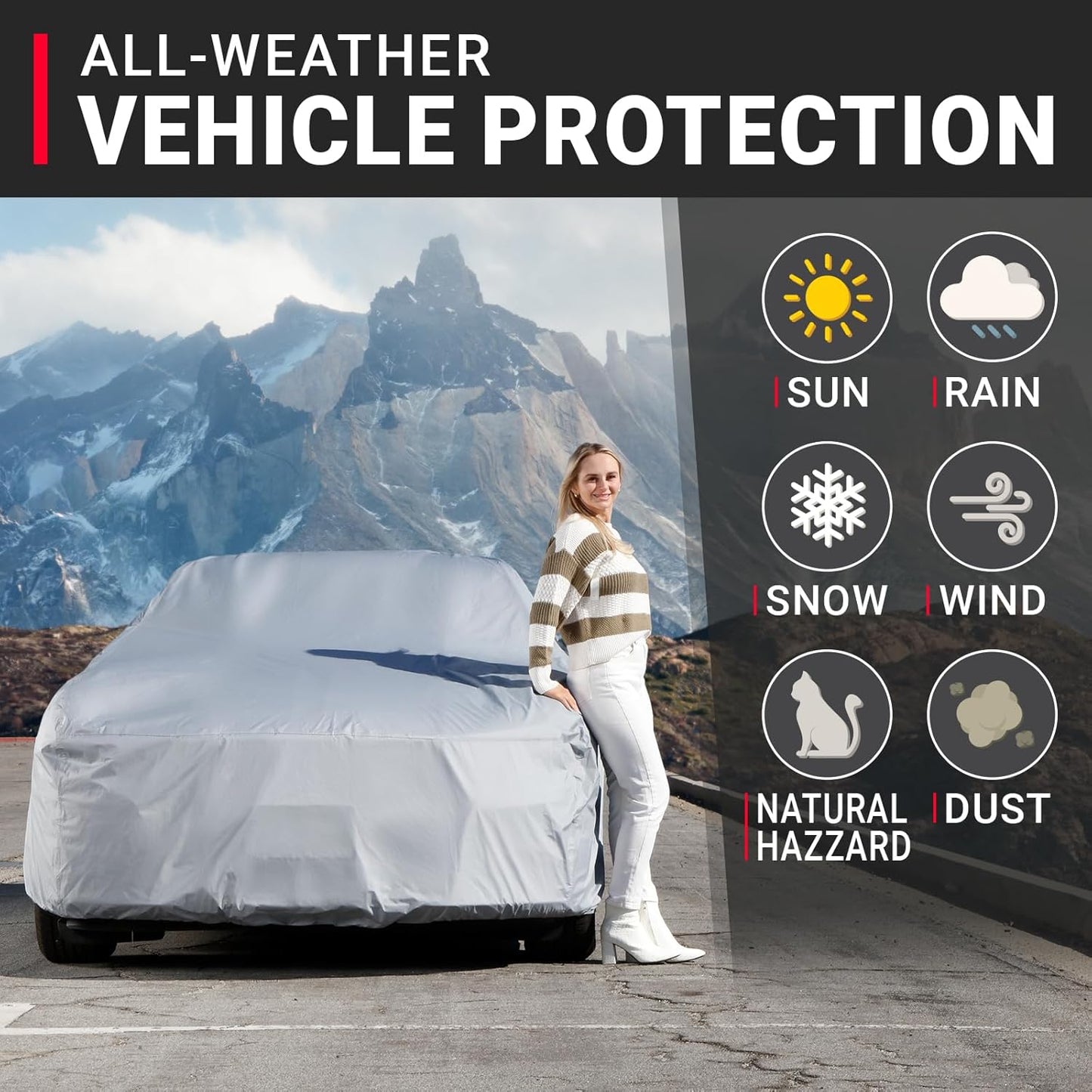 iCarCover Custom Car Cover for 1962-1981 MG MGB Roadster, Waterproof All-Weather Rain Snow UV Sun Protector Full Exterior Weatherproof Indoor Outdoor Car Cover with Strap