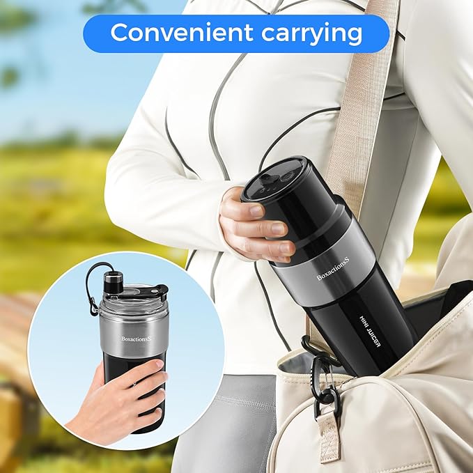 Flip Portable Blender，protein shaker，for-Smoothies, Shakes, Juicing,Egg white Powder，with Insulated Cup, USB Charging, Easy to Clean ，Black.