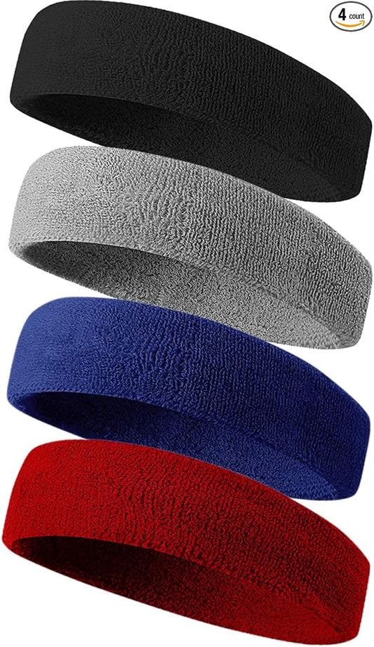 Tanluhu Sweatbands Sport Headbands for Men & Women,Terry Cloth Sweat Band for Tennis, Running, Basketball, Working Out, Execise - Athletic Sweat Cotton Headband Outdoor