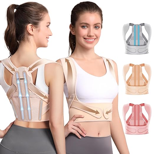 Posture Corrector for Women and Men: Improve Posture Correct Hunchback Slouching Invisible Under Clothes - Adjustable Lightweight Upper Back Brace for Neck Shoulder & Upper Back Pain Relief (M/L Under Bust 32"-45")