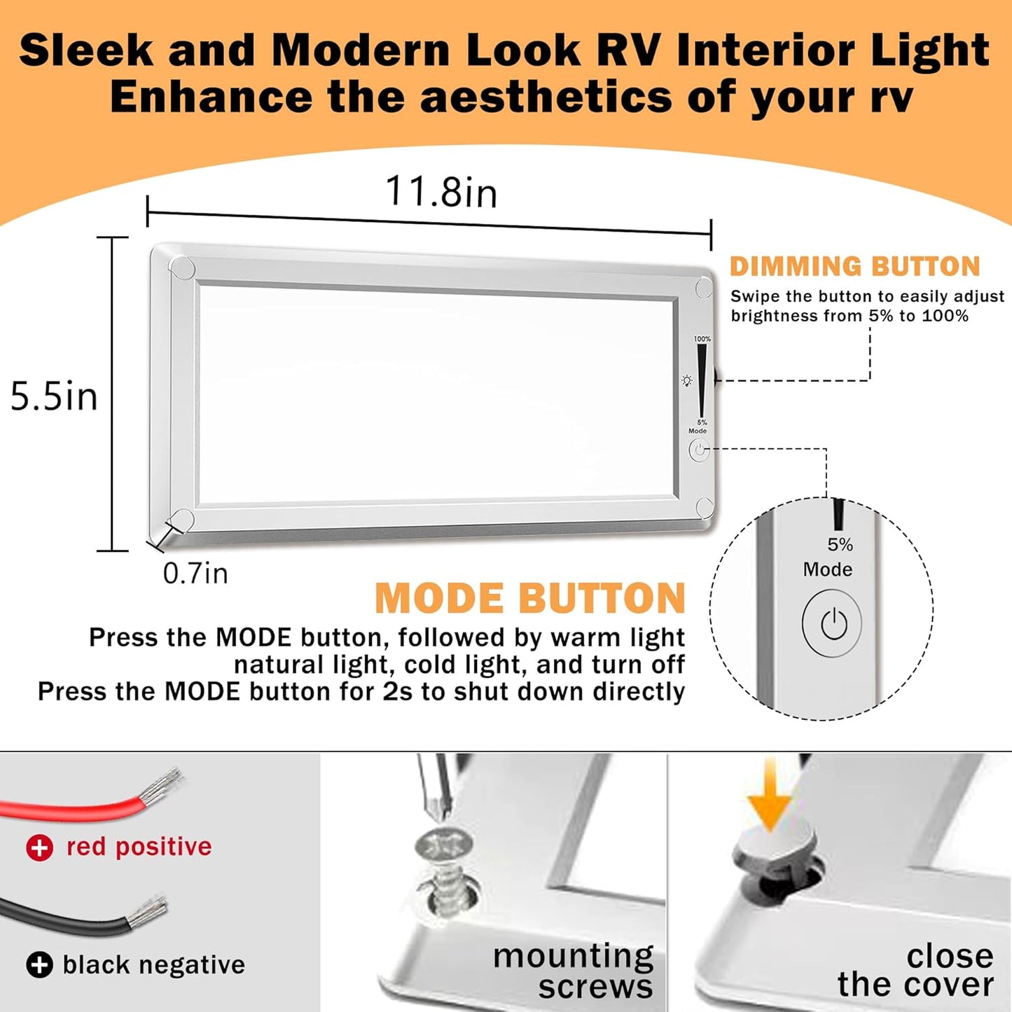 4 Pack RV Lights Interior,3 Color RV LED Super Bright Fixture,12V RV Ceiling Dome Light with ON/Off Dimmable Switch Energy Saving Gift Package for RV/Camper/Car/Trailer/Boat