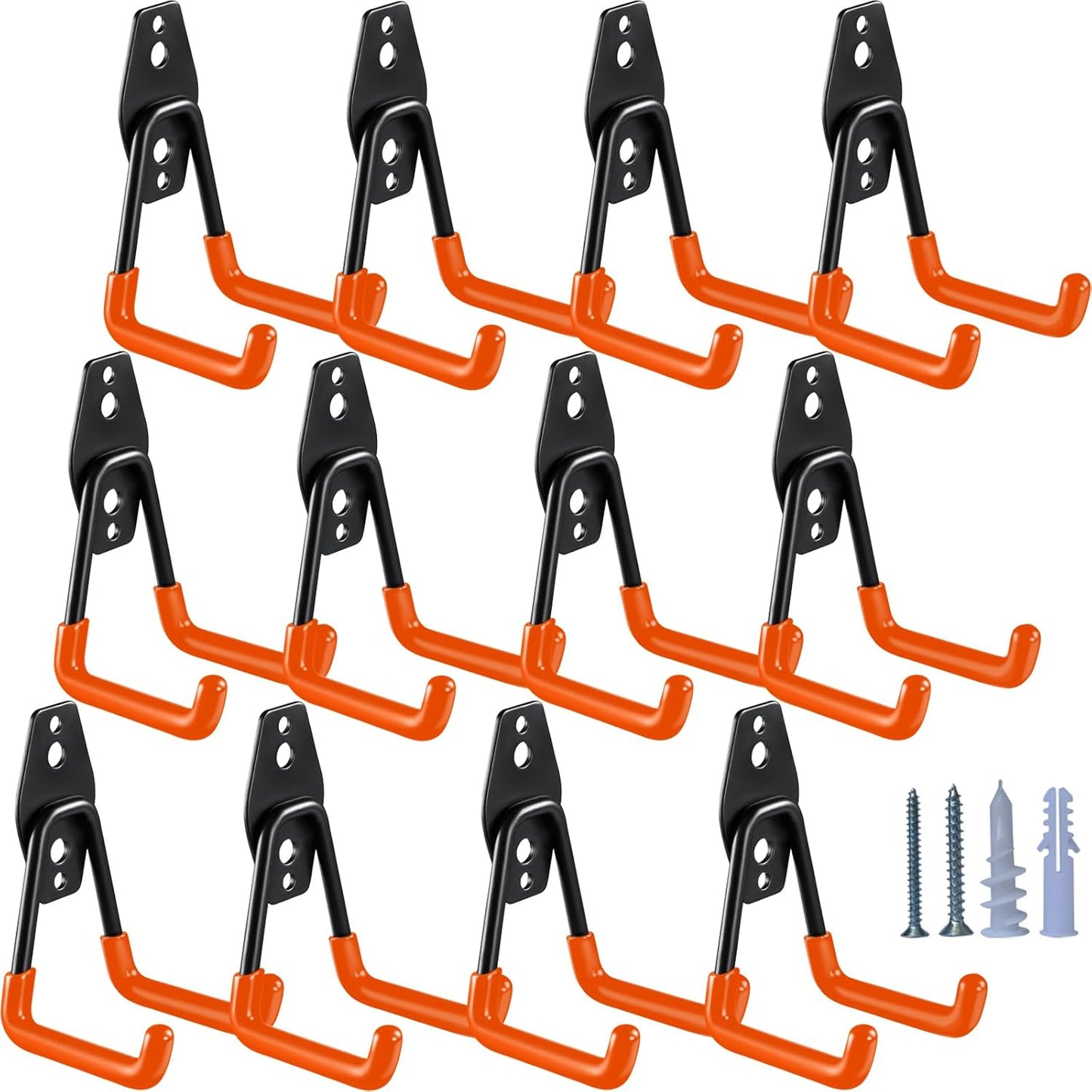 Heavy Duty Garage Hooks 12 Pack, 2.8 inch Small U Shaped Hanger, Wall Mounted Storage System, Power and Garden Tool Organizer, for Hanging Ladders, Hose, Bulk Items and More