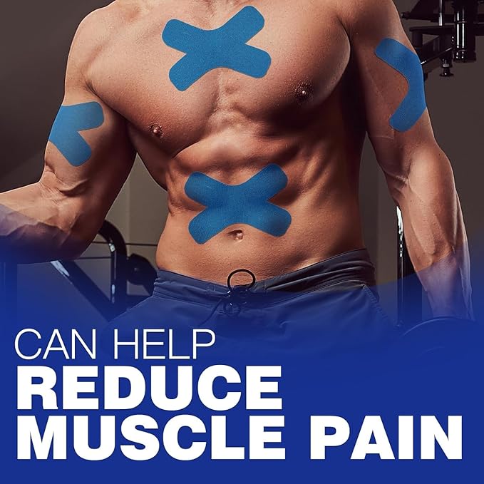 Kinesiology Tape X-Tape– Advanced Support for Knees and Muscles, Waterproof Athletic Tape with Precut Strips for Easy Use, Ideal for Sports, Injury Prevention, and Recovery, 20 Count (Blue)