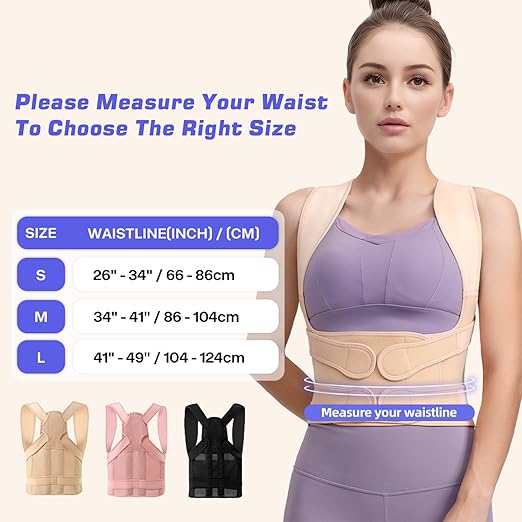 Back Brace Posture Corrector for Women and Men, Full Back Support Straps Straightener, Hunchback Improve Posture-Shoulder, Lumbar and Upper Lower Back Pain Relief (Nude, M)