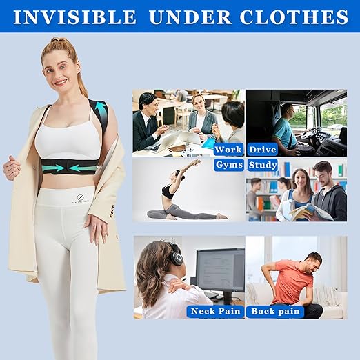 Posture Corrector for Women and Men, Adjustable Upper Back Brace, Breathable Back Support Belt for Hunchback, Relieve Shoulder Neck Upper Back Pain