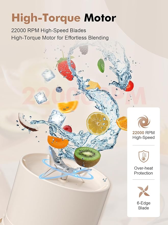 Portable Blender Lid for Adventure/Stanley Quencher H2.0 FlowState 40oz - Personal Blender for Shakes and Smoothies, Portable Juicer, Small Magic Bullet Cup