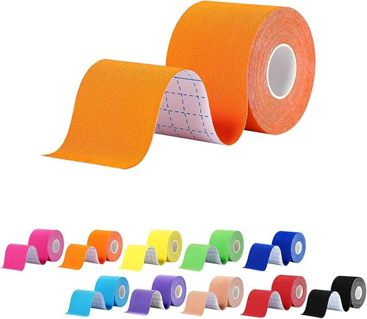 Pro Synthetic Kinesiology Tape 1 Roll, Athletic Sports Tape for Muscle Joint Support, Pain Relief for Knee Elbow Wrist Ankle, 2 in x 16.4 Ft, Orange