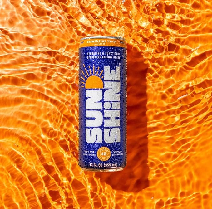 Sunshine Sparkling Energy Drink, Variety Pack with Daily Essential Vitamins, 360mg of Electrolytes, 70mg of Natural Caffeine, 12 Fl Oz (Pack of 12)