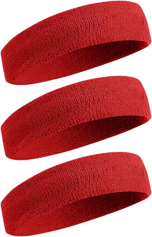 BEACE Sweatbands Sports Headband for Men & Women - Moisture Wicking Athletic Cotton Terry Cloth Sweatband for Tennis, Basketball, Running, Gym, Working Out