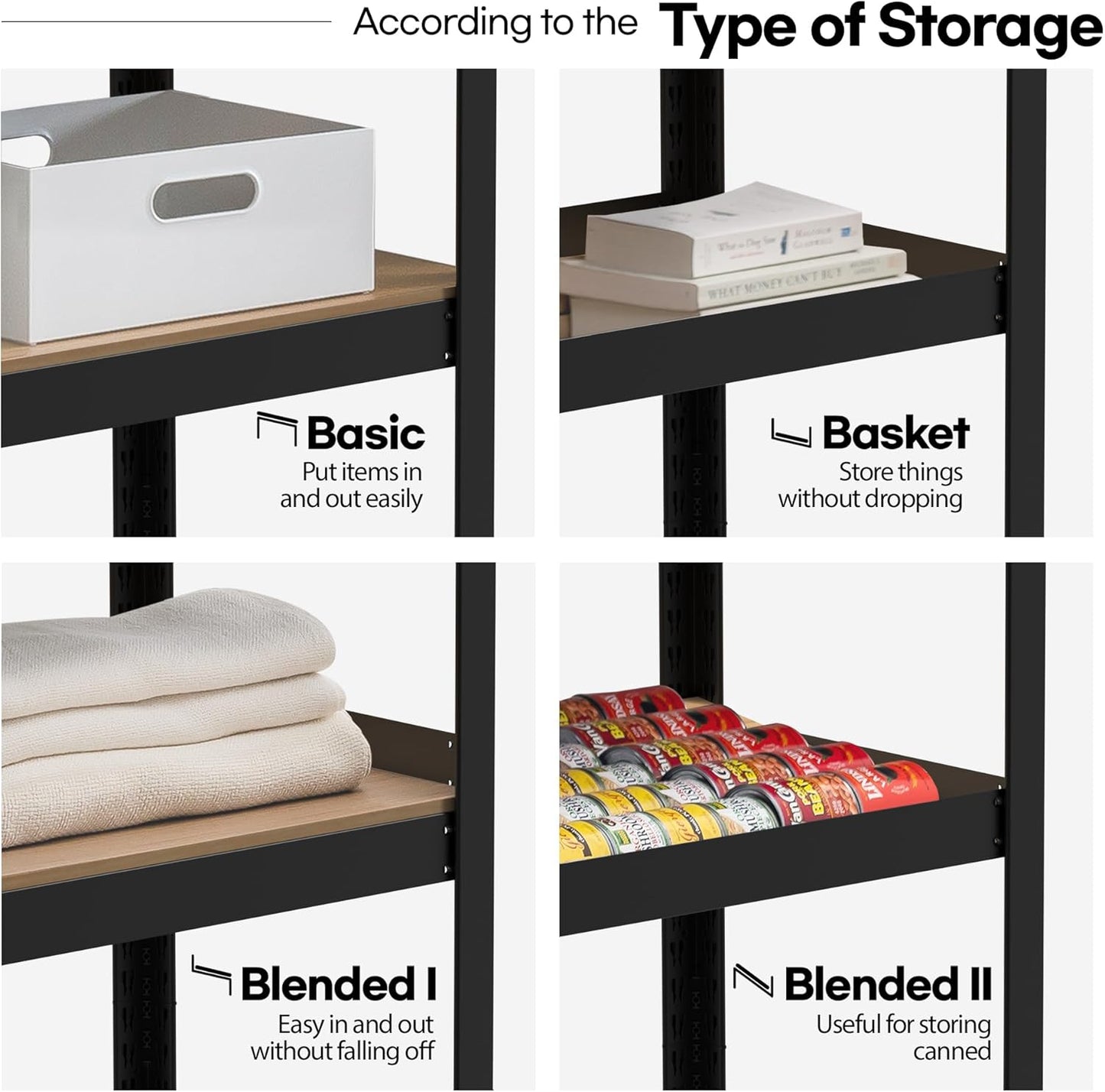 HOMEDANT House Black 5 Tier 24.4" W Laminated Metal Shelving Unit Adjustable Storage Utility Rack Heavy Duty Shelves Organization Multipurpose Shelf Kitchen Garage Pantry Closet 4 Pack