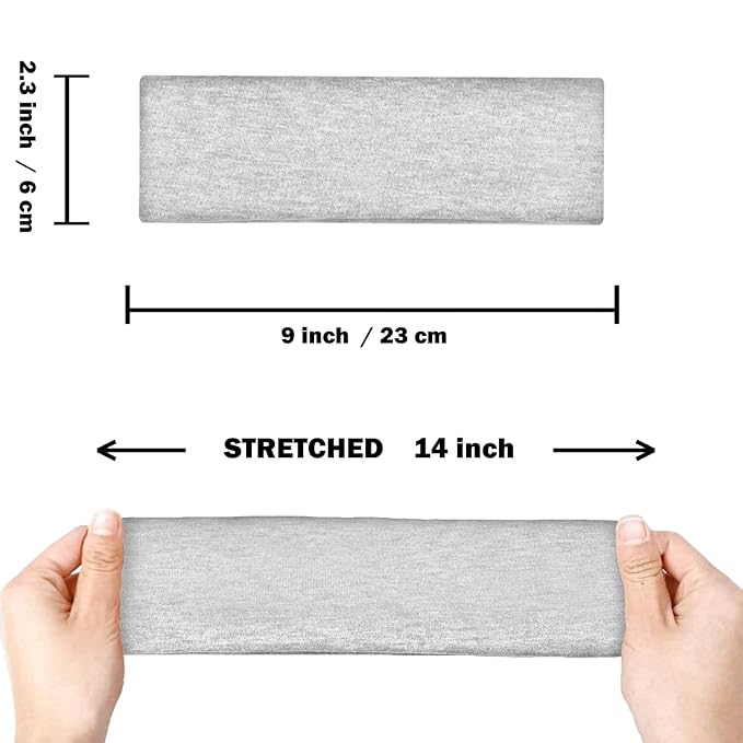 IVARYSS Workout Headbands for Women Non Slip, Premium Stretchy Soft Fabric Head Bands for Women's Hair, Wear for Yoga, Running, Sport, 6 Pack, Black White Grey