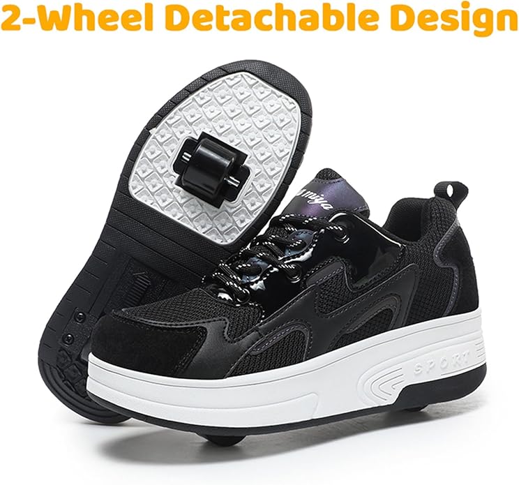 Wooowyet Roller Skate Shoes for Kids Boys Girls Rechargealbe Wheels Sneakers Fashion Roller Wheeled