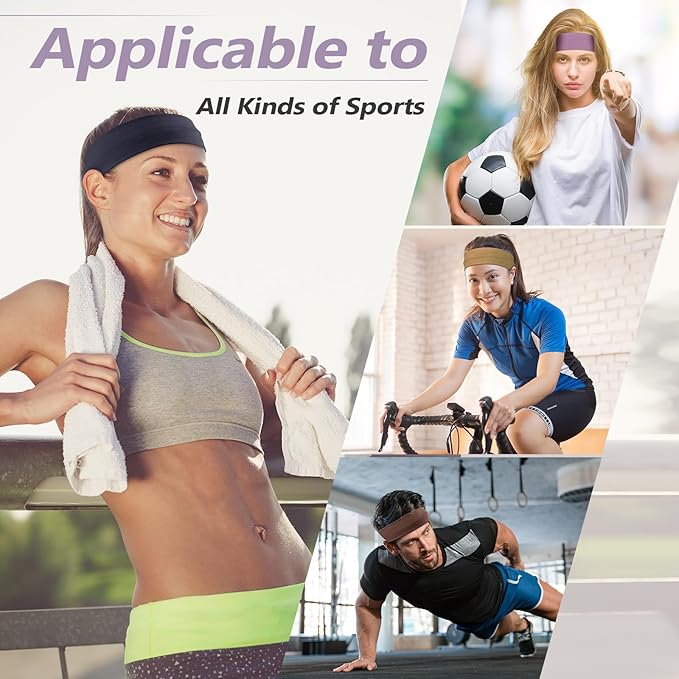 Headbands for Women Non Slip - 7PCS Fashion Sports Hair Bands for Women's Hair, Soft Cotton Cloth Stretchy Headbands for Women for Workout Yoga Running