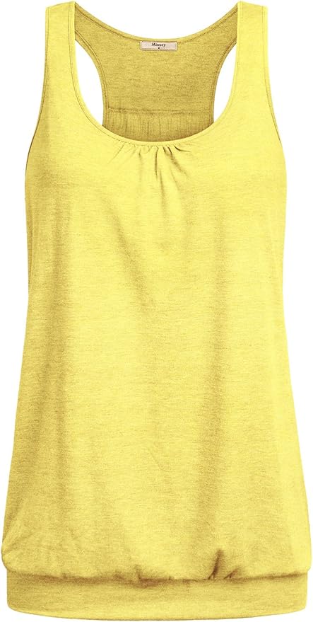 Miusey Womens Sleeveless Round Neck Loose Fit Racerback Yoga Tank Top