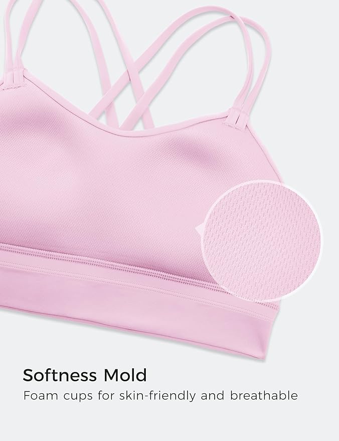 CRZ YOGA Softness Mold Womens Butterluxe Strappy Longline Sports Bra - Double Spaghetti Strap Workout Yoga Crop Top Athletic