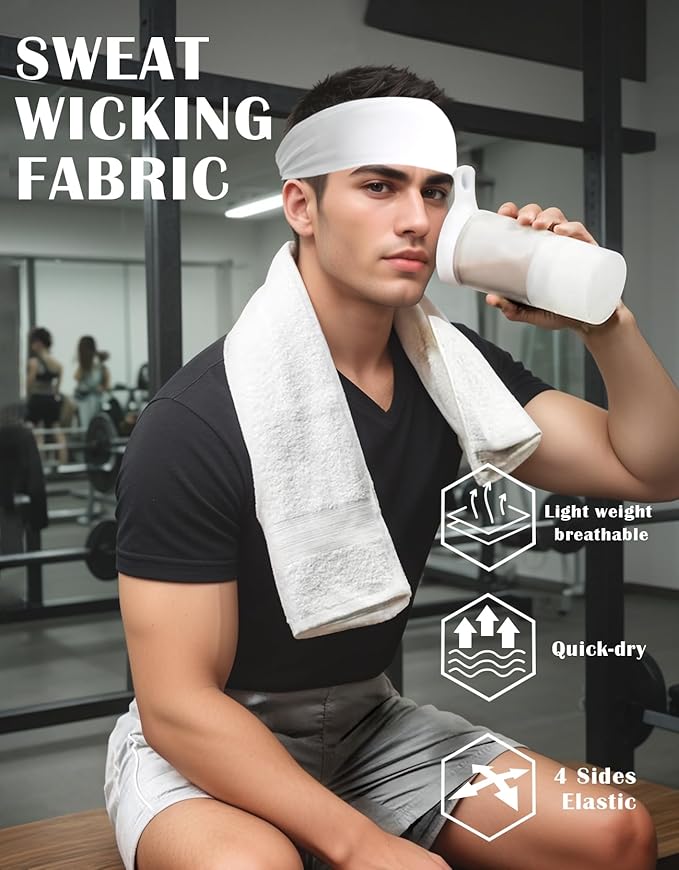 Headbands for Men & Women, Sweat Headband Non-Slip Sweatband Sports Running Cycling Yoga Basketball Workout Football Training