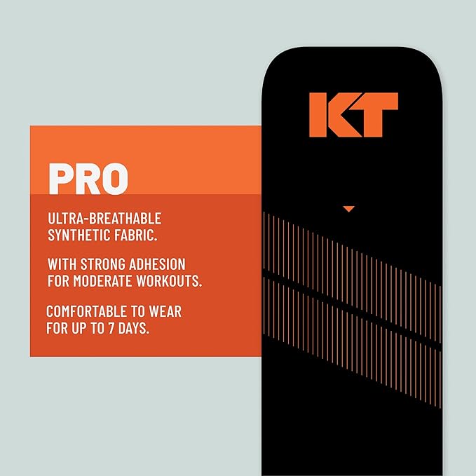 KT Tape, Pro Synthetic Kinesiology Athletic Tape, 20 Count, 10” Precut Strip