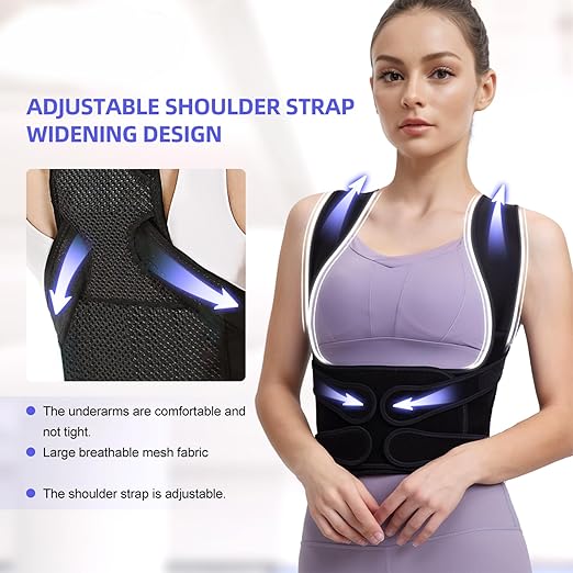 Back Brace Posture Corrector for Women and Men, Full Back Support Straps Straightener, Hunchback Improve Posture-Shoulder, Lumbar and Upper Lower Back Pain Relief (Black, M)