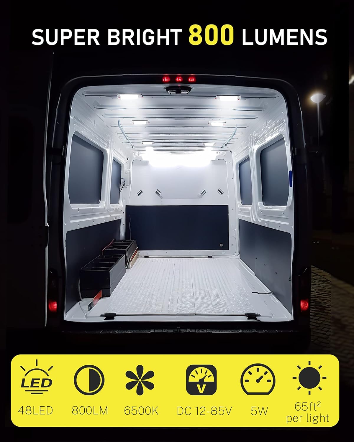 Dome Light for RV Interior, 48LED 800LM Ultra Bright 12 Volt LED White Lights, RV Ceiling Light with Switch Control, Ideal for Car Van Truck Camper Lorry Motorhome Boat(4 Pack)