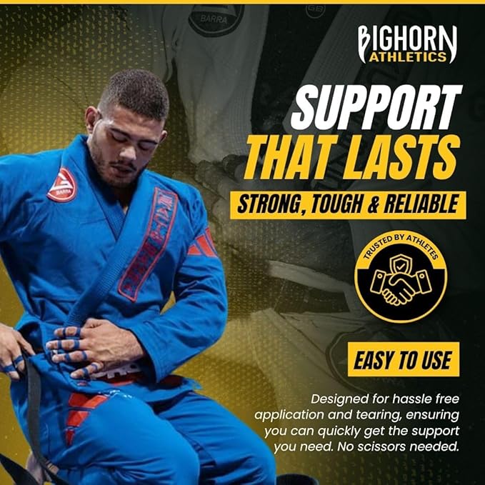 Bighorn Athletics Jiu Jitsu Finger Tape | Residue-Free Athletic Finger Tape for Sports & Injuries: Rock Climbing, Volleyball, Football, Basketball, Hands & Toes | 0.3-Inch x 45-feet, 8-Rolls, Blue