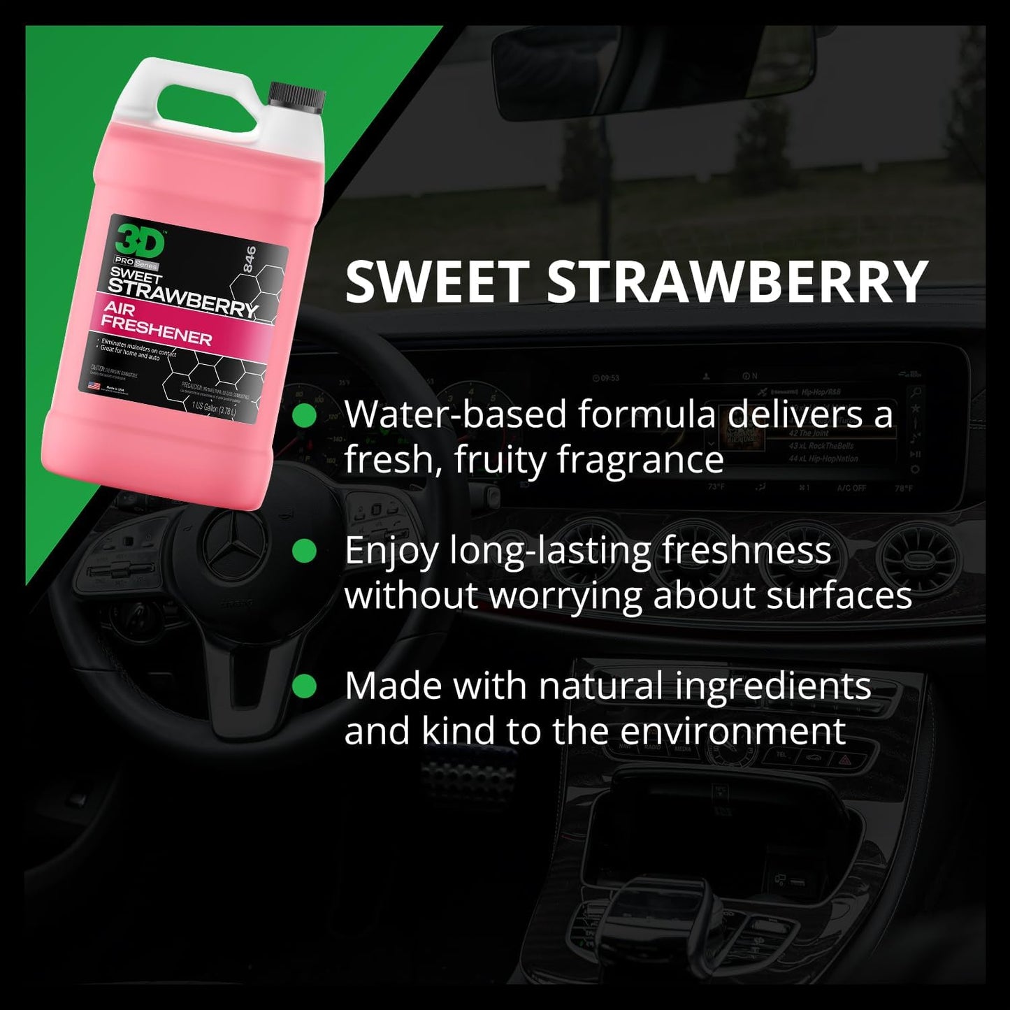 3D Water Based Odor Eliminator | Made in USA | All Natural | No Harmful Chemicals | Air Freshener (Sweet Strawberry Scent)
