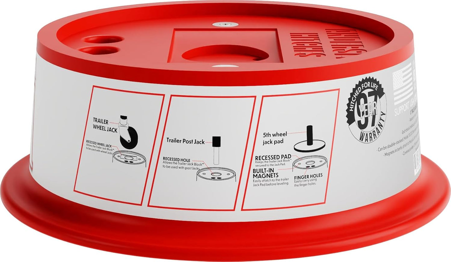 ANDERSEN HITCHES | 3684 | 4" Jack Block with Magnets | Fits up to 9" Jack Stand | RV & Camper Leveling | 50,000 lbs Capacity | Made in USA (4" Jack Block, 1)