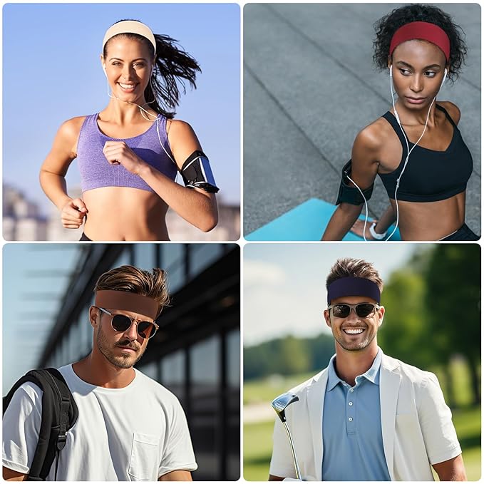 8 Pack Sport Headbands for Women, Elastic Soft Fabric Non-Slip Hair Bands Hair Warp for Daily Workout Yoga Running Sports, Combo 7