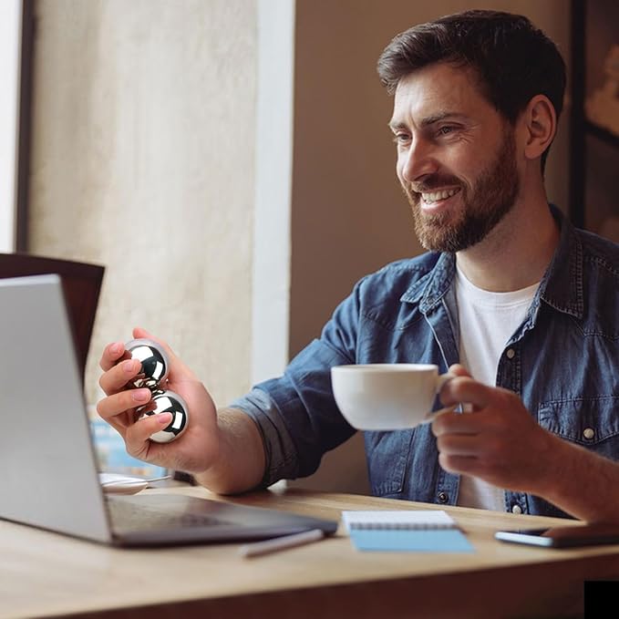 1.4lb, 2.2-inch Baoding Balls: Chinese Balls for Hand Therapy, Hand Massage, Tai Chi Balls, Meditation Balls — Suitable for Home/Office Exercise, Stress Relief, Anxiety Reduction, and as Holiday Gifts