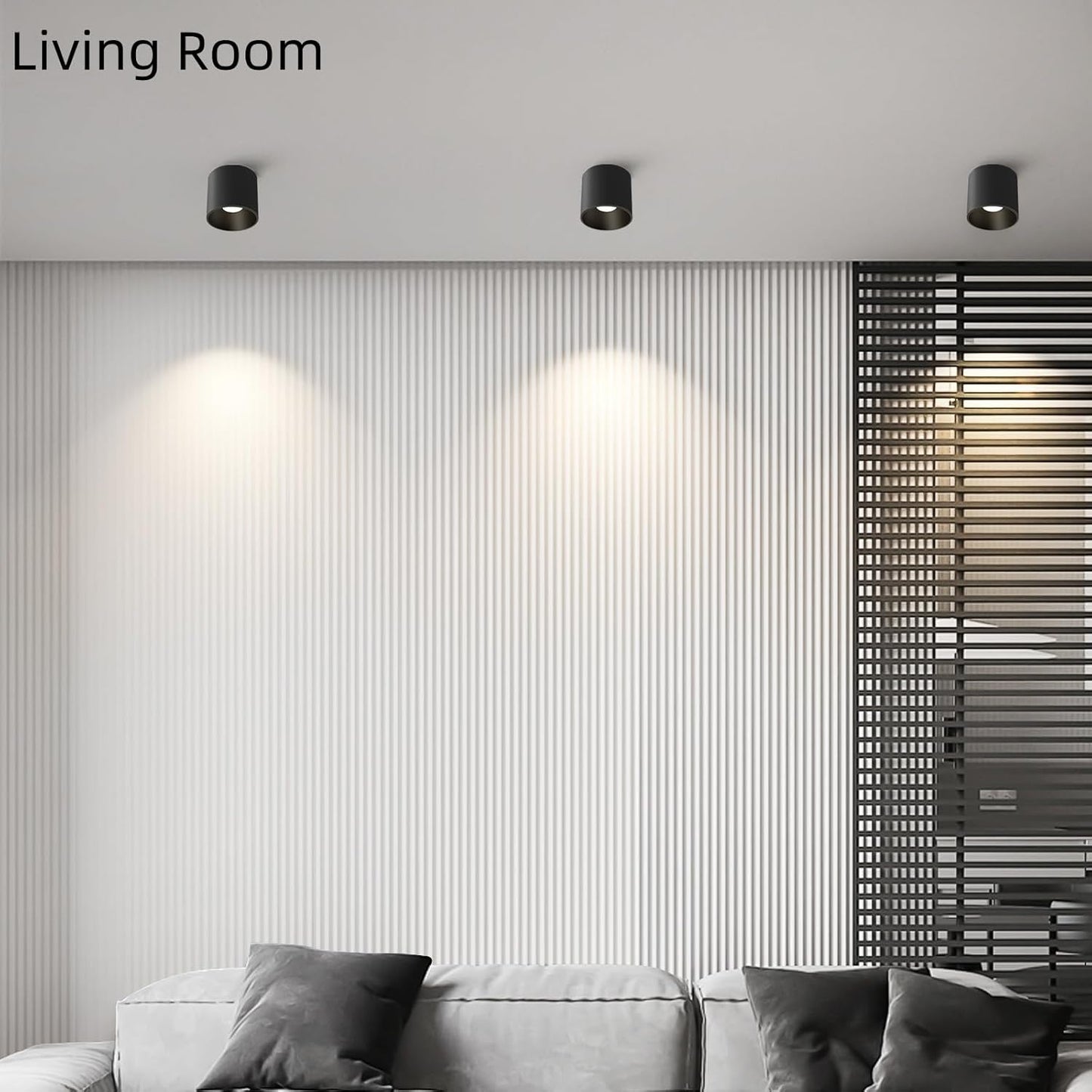 Modern Ceiling Light Fixture, Dimmable Flush Mount 4.72'' Black Cylinder Ceiling Light for Living Room, Hallway, Foyer, Dining Room - 3000K, 15W, CRI 90, 2 Pack