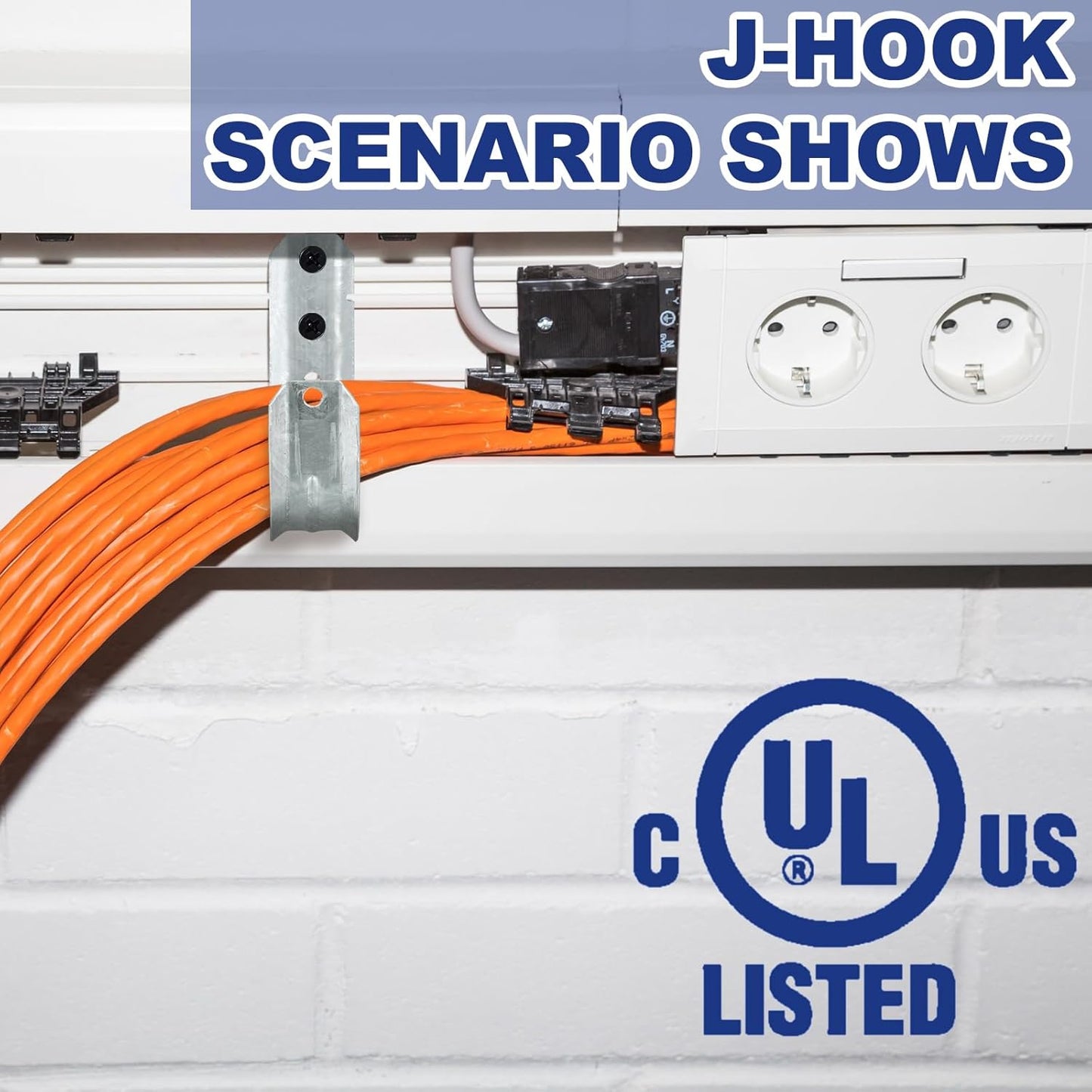 Gisafai 200 Cable Support J Hook, Cable Hooks for Hanging, Heavy Duty Metal Hooks for Wire Management, G60 Galvanized Steel (1/5-16 Inch)