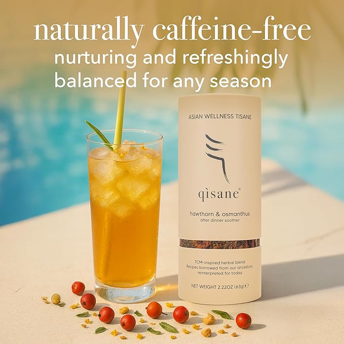 qìsane Hawthorn Berry Tea Bags with Osmanthus Flower - Dried Hawthorn Berries, Osmanthus Plant, Lemongrass & Ginger Loose Leaf Tea to Help Support Digestion & Easy Breathing - 10 sachets (~30 cups)