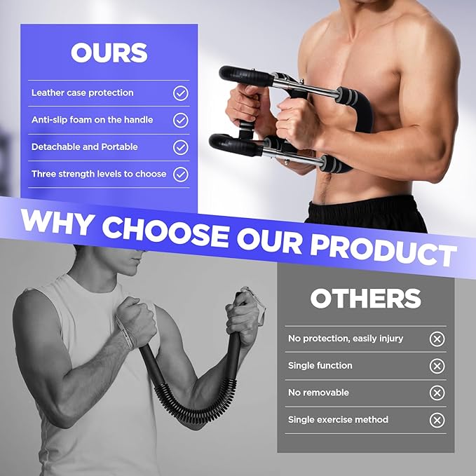 Twister Arm Trainer, Adjustable Chest Workout Equipment, Twister Arm Chest Exerciser Home Gym Strength Trainer, Portable Detachable Spring Workout Bar Home Fitness Equipment