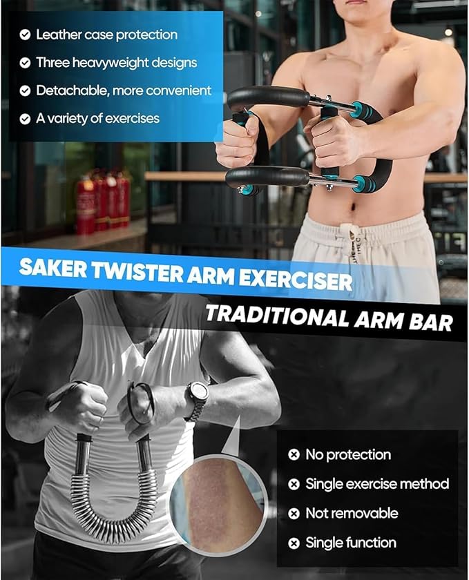 Twister Arm Trainer, Chest Workout Equipment 40-100lb Adjustable Arm Trainer, Twister Arm Trainer, Portable Power Twister Bar, Detachable Design Fitness Anywhere