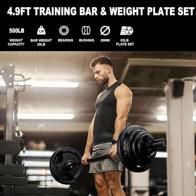 LIONSCOOL Premium 4ft/4.9ft/6ft Barbell for Strength Training and Olympic Weightlifting, 2 Inch Bar for Squats, Curls, Deadlifts, Presses, Hip Thrusts, 350lbs/500lbs/700lbs Weight Capacity