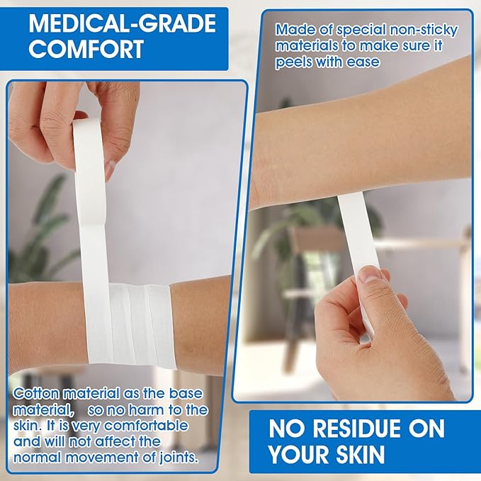 Finger Tape, 0.5 Inch x 10 Yard White Athletic Tape Extra Strong Adhesive, 3 Rolls Sport Tape, Medical Tape, Foot Tape for Rock Climbing, Grappling, Basketball, Lifters and BJJ Finger Tape